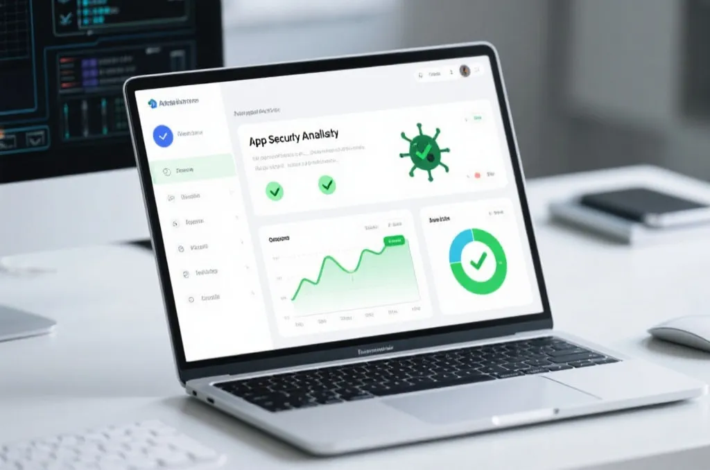 A clean technical support dashboard showing app diagnostic status and green safety checkmarks